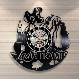 Lady and the Tramp Vinyl Record Wall Clock Dogs Lover Artwork Disneyworld Home Decor Birthday Gift for Child