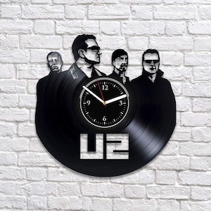 U2 Vinyl Record Wall Clock / Bono Art / Bono decor / U2 Rock Band / U2 Art / With or without you / The Edge / Adam Clayton / Larry Mullen JR