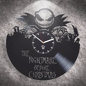 Jack Skellington Vinyl Record Scary Clock Boys Room Wall Decor Horror Cartoon Artwork Gift For Best Friend Nightmare Before Christmas Decor