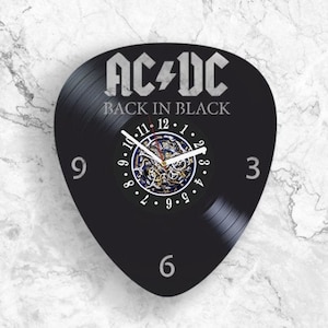 ACDC Vinyl Record Wall Clock Rock Music Fan Art Unique Home Décor for Music Lovers Christmas Gift for Men