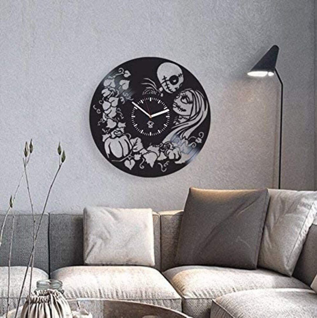 Vintage Jack and Sally Vinyl Record Handmade Clock Spooky Wall Art ...