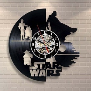 Star Wars Movie Vinyl Record Modern Clock Handmade Wall Art for Bedroom Laser Cut Decor Wedding Gift for Couple