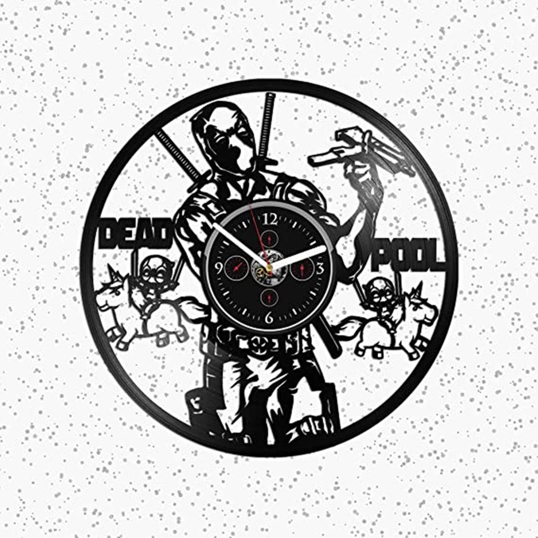Deadpool Vinyl Record Black Wall Clock Deadpool Wall Art Superhero Wall ...