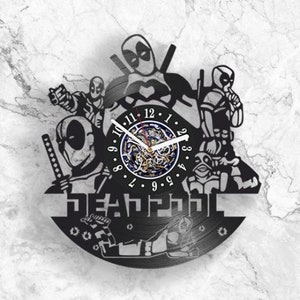 Deadpool Superhero Vinyl Record Large Clock Modern Art for Men Room Original Vinyl Home Decor Birthday Gift for Boyfriend