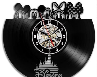Mickey Mouse and Friends Vinyl Record Wall Clock Original Nursery Décor Laser Cut Art for Wall Xmas Gift for Children