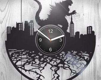 Movie Monsters Vinyl Record Large Wall Clock Movie Artwork Japan Monster Wall Decor For House Winter Holiday Gift For Friend