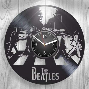 Beatles Vinyl Record Round Wall Clock Rock Band Decor The Beatles Wall Decor Laser Cut Artwork Xmas Gift For Coworkers