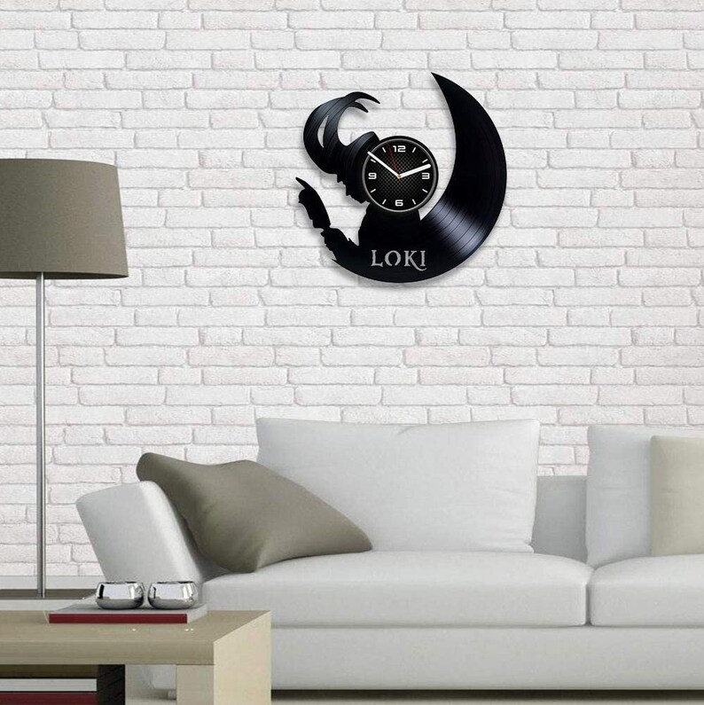 Loki Clock Loki Vinyl Record Black Wall Clock Loki Wall Art Minimalist Decor for ...