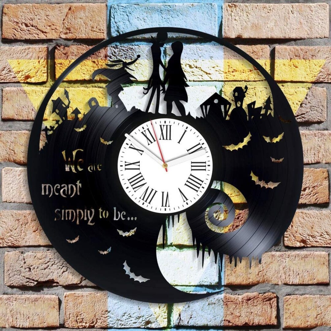 Jack and Sally Vinyl Record Round Wall Clock Creative Decor for Badroom ...