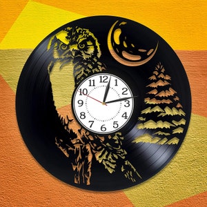 Night Owl Vinyl Record Handmade Wall Clock Owl Artwork Cute Wall Decor For Girls Bedroom Laser Cut Art New Year Gift For Her