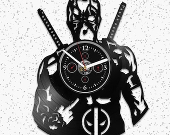 Deadpool Vinyl Record Large Wall Clock Marvel Gifts For Man Superhero Decor For Kids Deadpool Art Housewarming Gift For Teenager