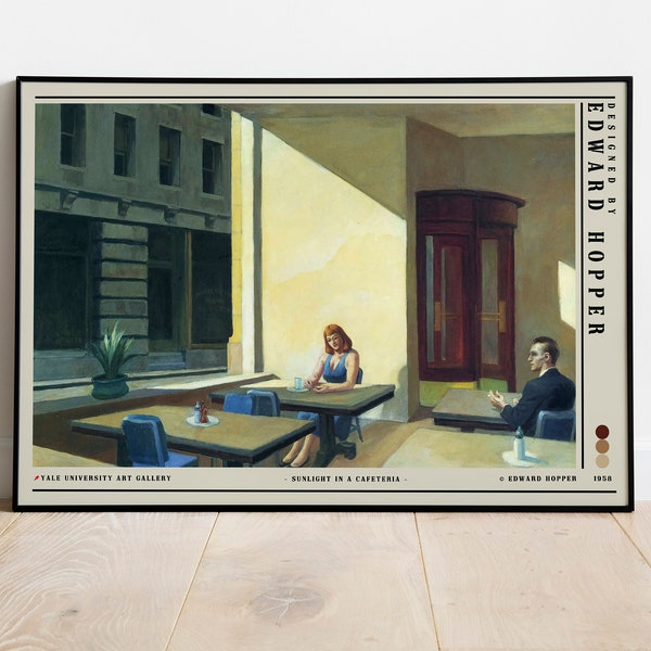 Edward Hopper - Sunlight in a Cafeteria 1958 Poster • Poster d'exposition • Poster vintage • Poster de musée • Réalisme américain • Galerie d'art