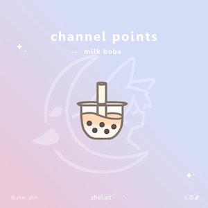 milk boba channel points Twitch  / Cute boba / Bubble Tea / Stream / Discord / Youtube / Loyalty Badges