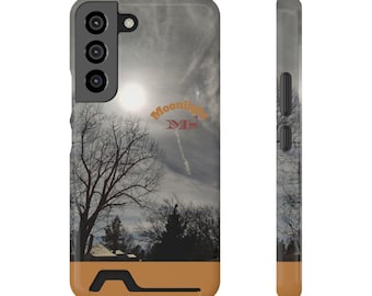 Moonlit Winter Tree Phone Case with Card Holder | Night Sky Nature Scene
