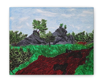 Rustic Landscape Painting Canvas