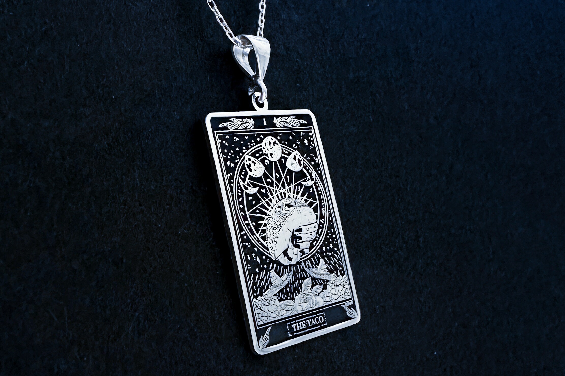 The Taco Tarot Card Necklace Food Lover Tarot Pendant Etsy