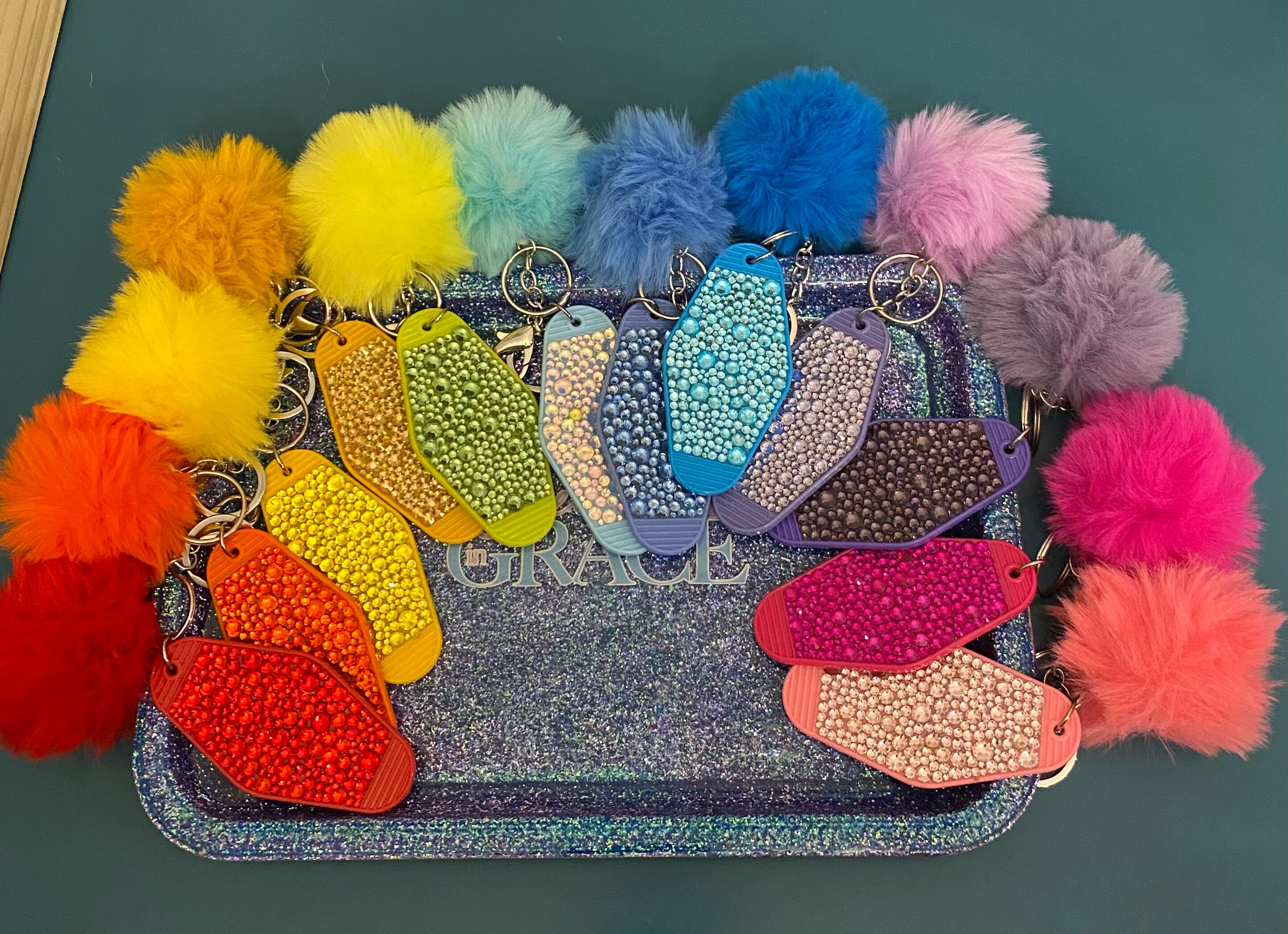 Rhinestoned Motel Keychains - Etsy
