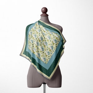 Mulberry Silk Square Scarf: Floral Print Silk Bandana