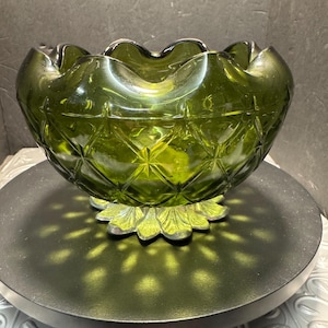 Vintage Princess House Weihnachten Grün Silber Footed Candy Dish