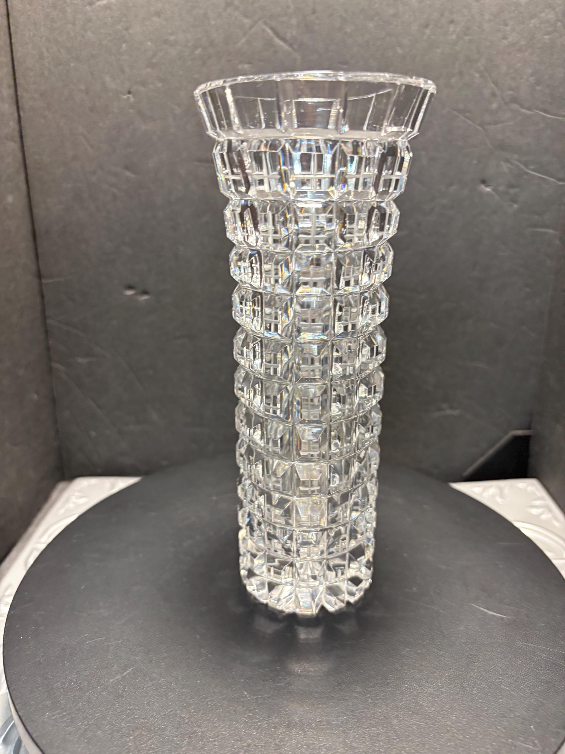 Vintage Crystal Cubbed Pattern Vase - Etsy Israel