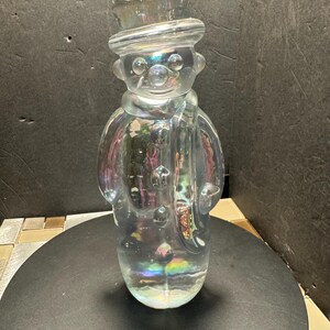 Vintage 1980er Jahre irisierendes Kunst Glas Frosty der Schneemann