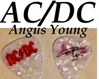 AC/DC Classic Hard Rock band double sided picture signature guitar pick (A5)