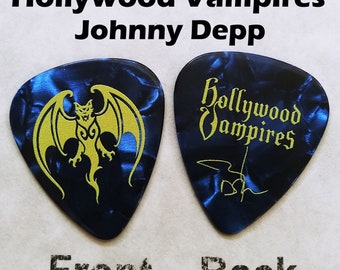 Hollywood Vampires Johnny Depp Hard Rock band artist double sided novelty signature Guitar Pick (H18)