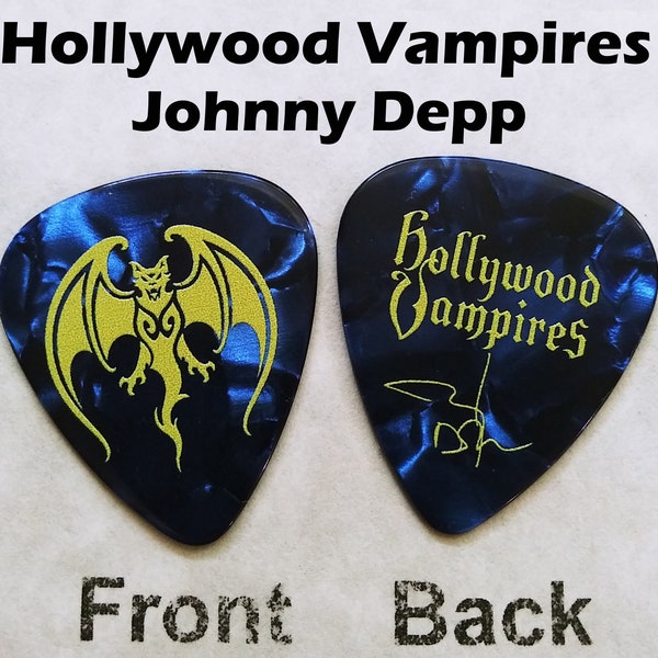 Hollywood Vampires Johnny Depp Artiste du groupe de hard rock signature recto-verso nouveauté médiator (H18)