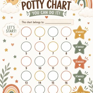 Boho Rainbow Potty Training Chart | Toddler Reward Tracker (Digital Download)