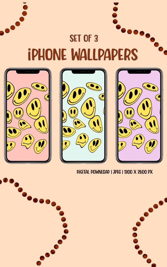 Distorted Smiley Face Iphone Wallpaper Aesthetic Smiley Etsy