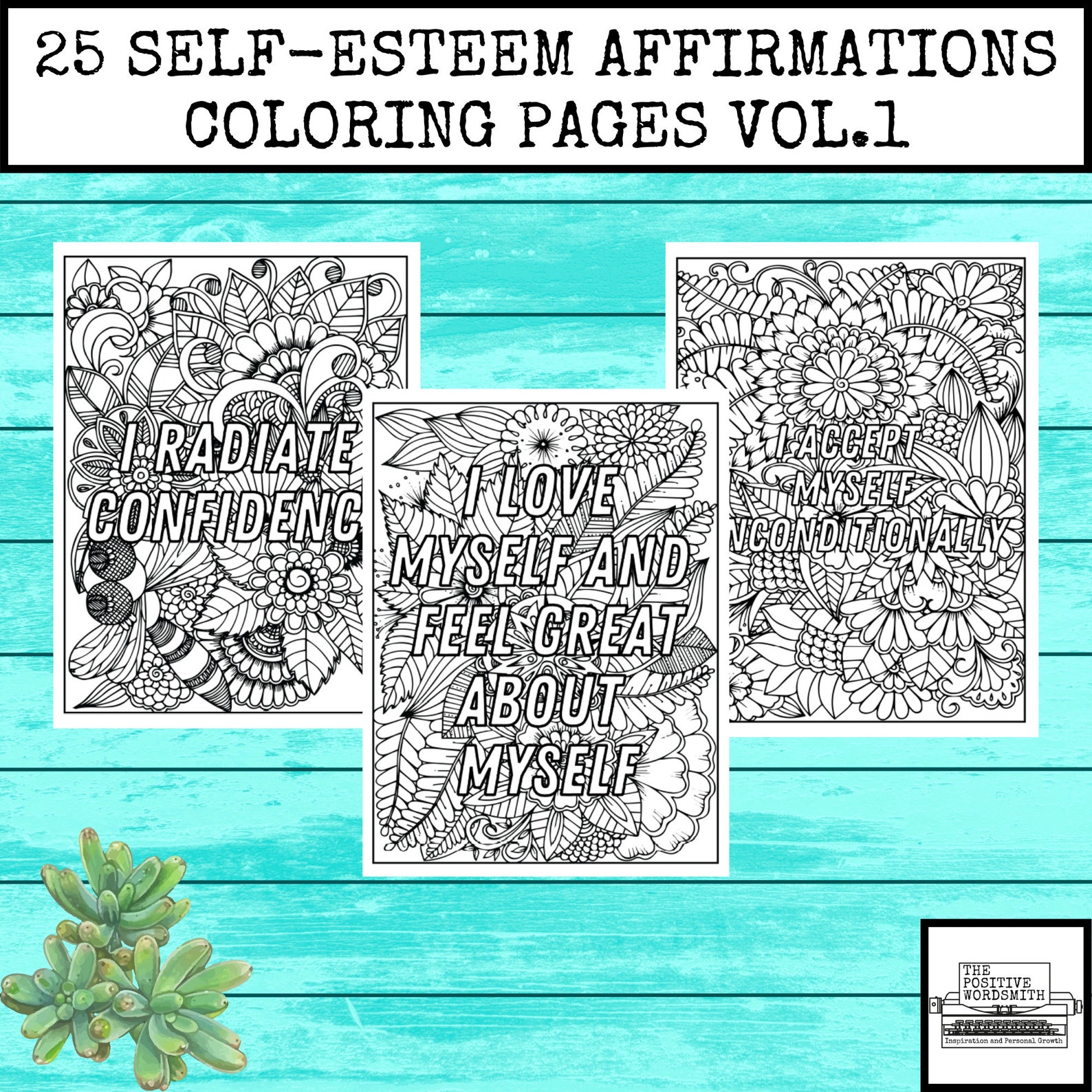 25 Self-esteem Affirmation Coloring Pages Volume 1, Inspirational ...