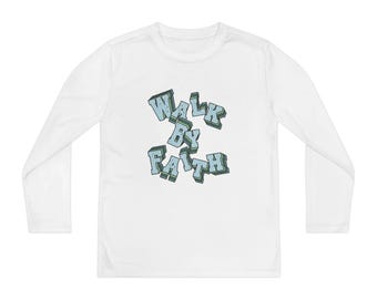 Walk By Faith youth long sleeve tee | faith Christian typography
