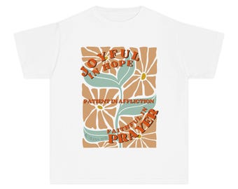 Joyful Hope Floral Block Youth Tee | Patient in Affliction Prayer