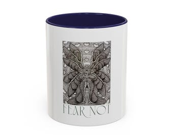 Fear Not Angel Illustration Mug | Accent Coffee Mug 11oz 15oz