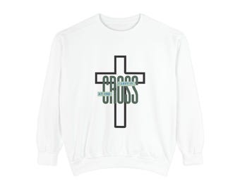 Cross Outline with Script 'Cross' Sweatshirt | Religious Christian Tee