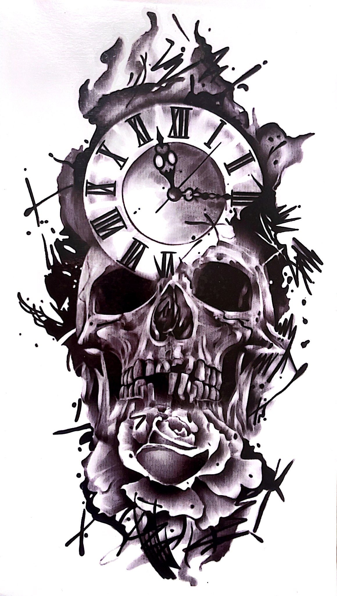 Clock  skull by James Strickland  rtattoo