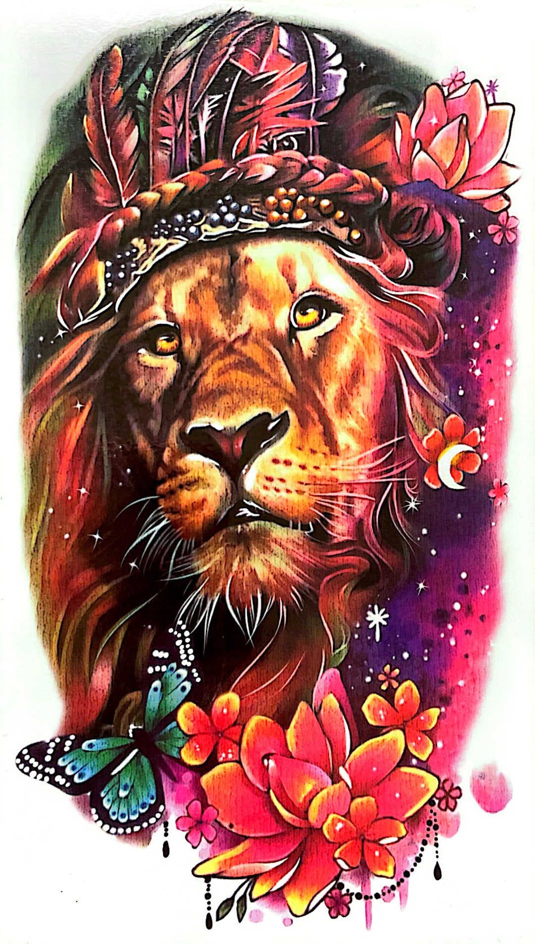 Colorful Lion Tattoo - Etsy
