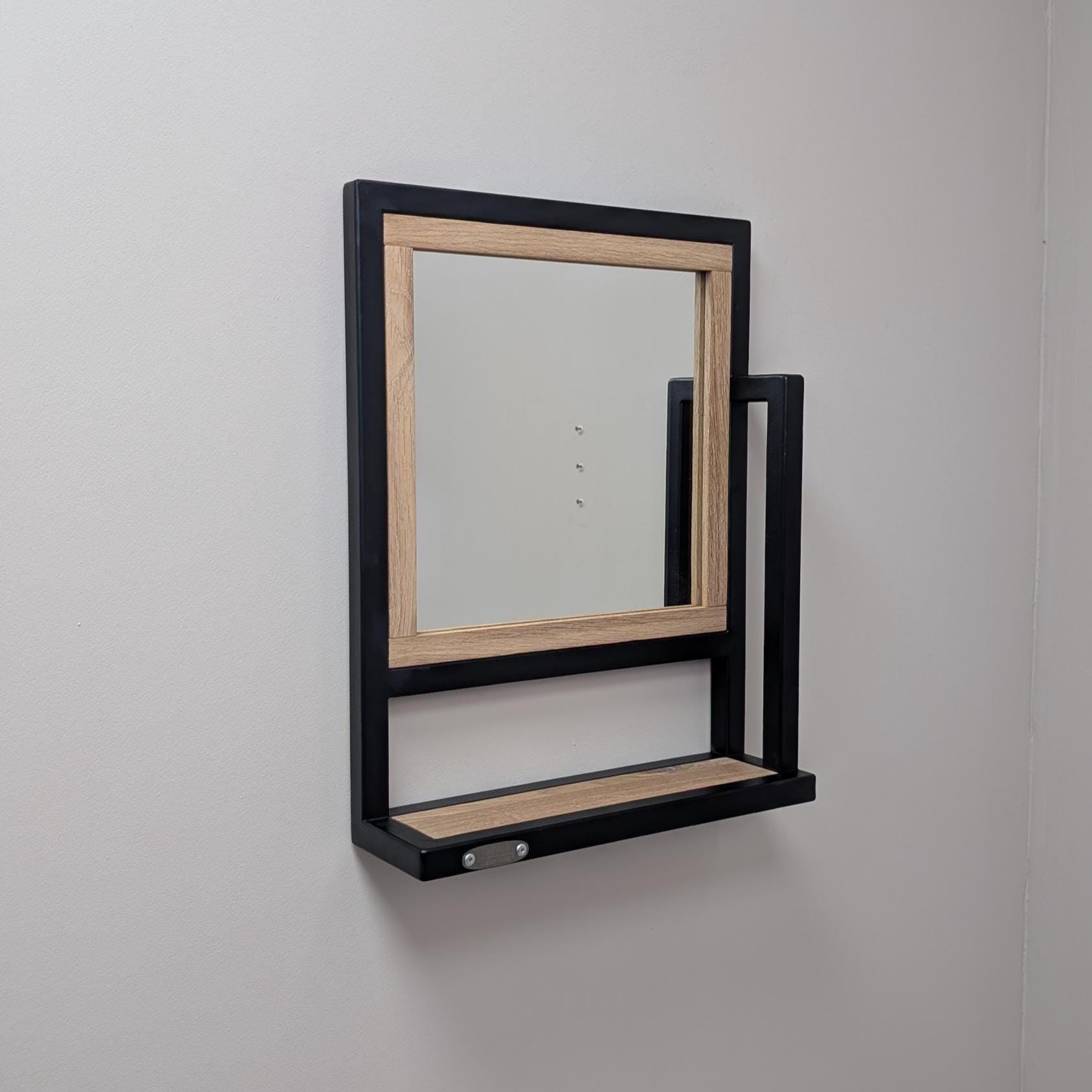 CLAMARO 'Vision' wandspiegel 50x95 cm op maat gemaakt | eiken Catania | moderne vierkante spiegel met MDF-houten frame, incl. metalen hanger en montagemateriaal (liggend en portret