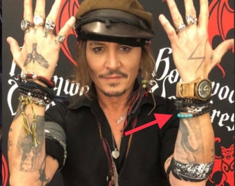 Johnny Depp bracelet turquoise and lava beads Johnny Depp gifts Johnny Depp rings Johnny Depp art