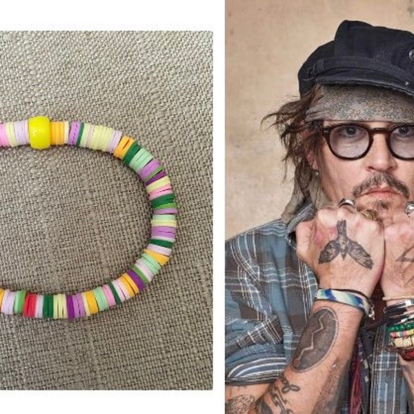 Johnny Depp bracelet -Johnny Depp jewelry gift holiday Johnny Depp rings art Heishi beads