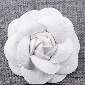 Camellia flower brooch pin vintage with free scrunchie