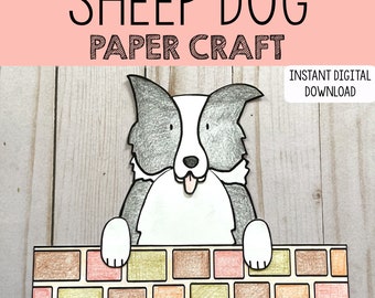 Sheep Dog Craft (printable craft template) / printable kids craft digital download / farm craft for kids / dog craft / animal craft