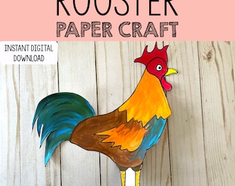 Galo Craft (modelo de artesanato para impressão) / download digital de artesanato infantil para impressão / artesanato de fazenda para crianças