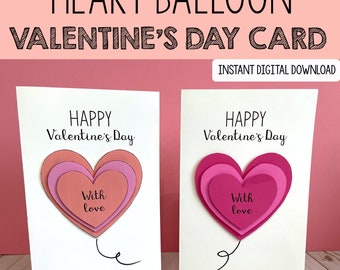 Valentines Day Cards, Card Template, Classroom Valentines, 3d ...