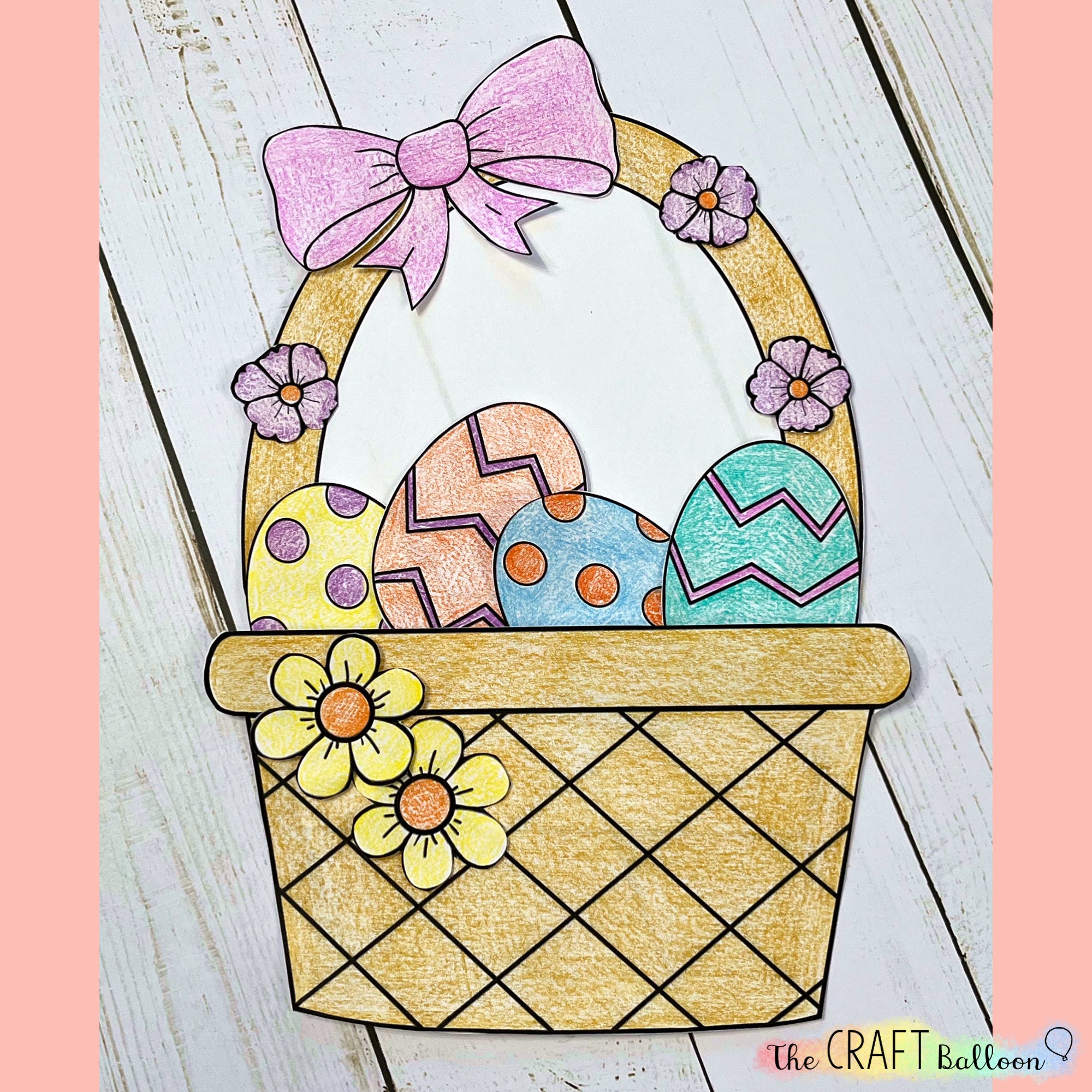 Easter Basket Paper Craft For Kids printable Craft Template Easter Easter basket paper craft for kids printable craft template easter