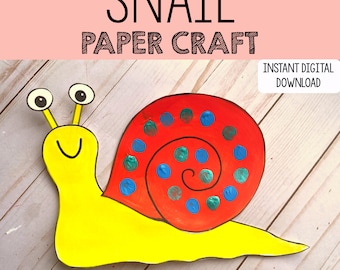 Snail Craft (printable craft template) / printable kids craft digital download / build a snail craft for kids / insect craft pdf template