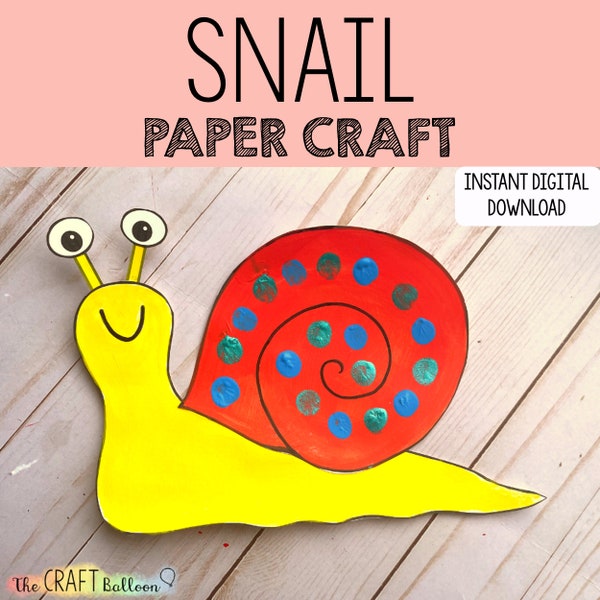 Snail Craft (printable craft template) / printable kids craft digital download / snail craft for kids / snail craft pdf template