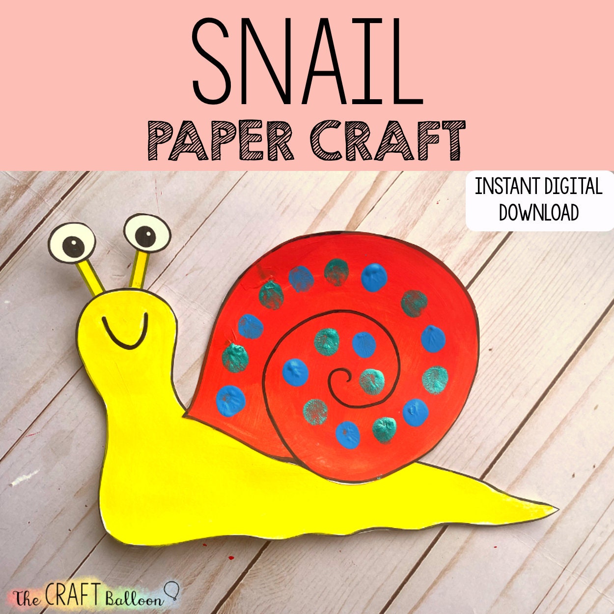 Snail Craft printable Craft Template / Printable Kids Craft Digital Snail Craft printable Craft Template / Printable Kids Craft Digital