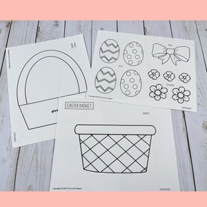 Easter Basket Paper Craft for kids Printable Craft Template / Easter cut & paste activity / digital download / Easter coloring for kids image 6