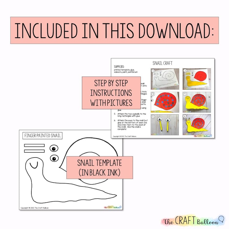 Snail Craft (printable Craft Template) / Printable Kids Craft Digital